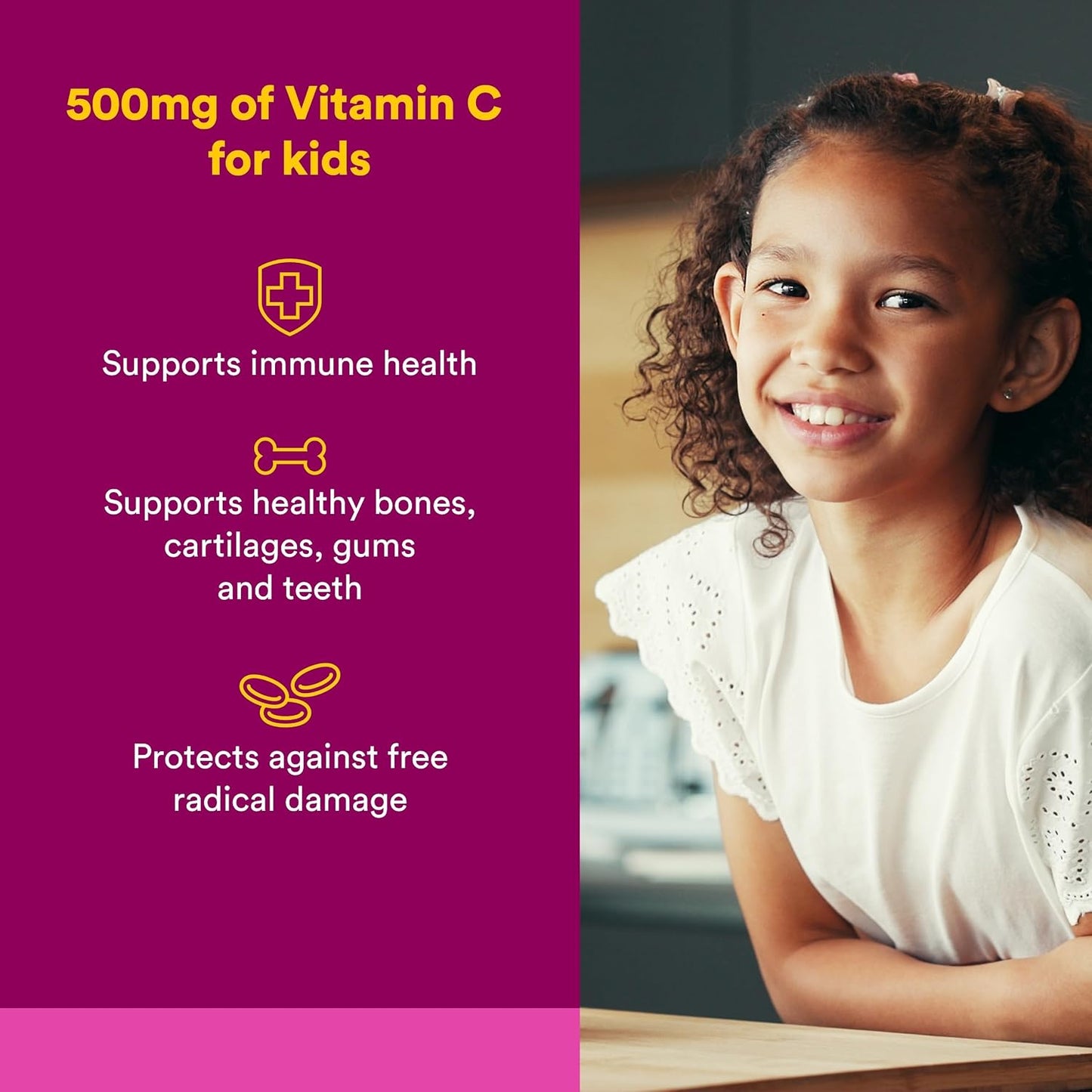 Natural Factors Kids Chewable Vitamin C 500 mg - Mixed Fruit - 90 Wafers - görsel 2