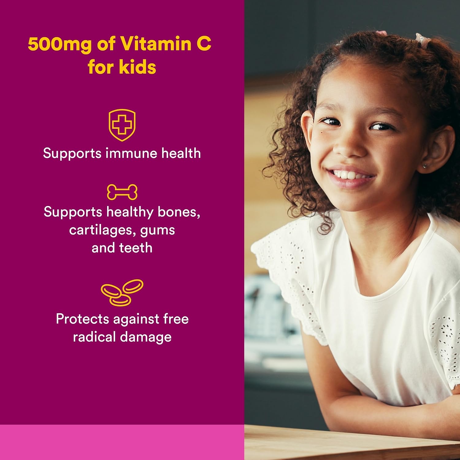 Natural Factors Kids Chewable Vitamin C 500 mg - Mixed Fruit - 90 Wafers - görsel 2