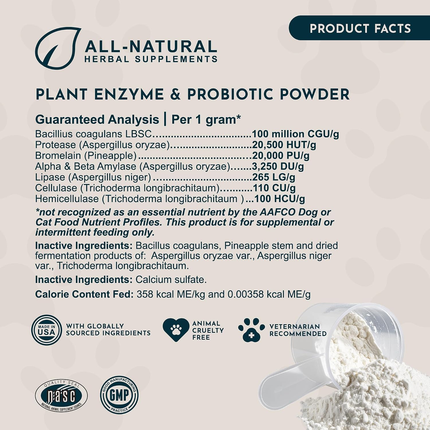 Animal Essentials Plant Enzyme & Probiotics - Probiotic & Digestive Enzyme Powder for Dogs & Cats, 300 g - görsel 6