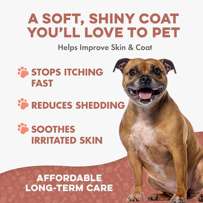 Natural Dog Skin and Coat Supplement – Gentle Itch Relief & Shedding Support – 400 Tiny Odourless Pills
