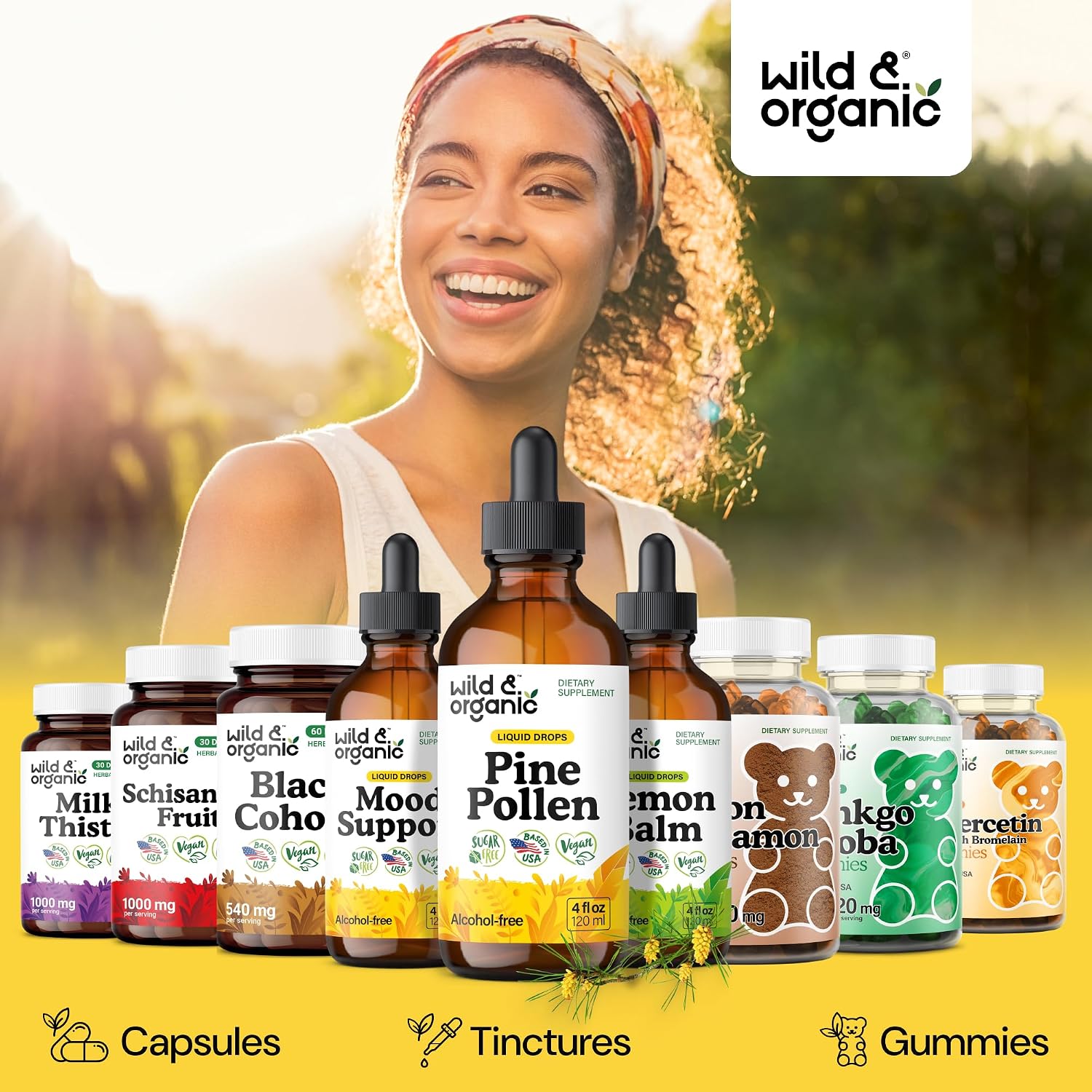 Wild & Organic Pine Pollen Tincture - Pinus Massoniana Extract Drops - Vegan, Alcohol-Free Liquid Supplement - 118 ml - görsel 5