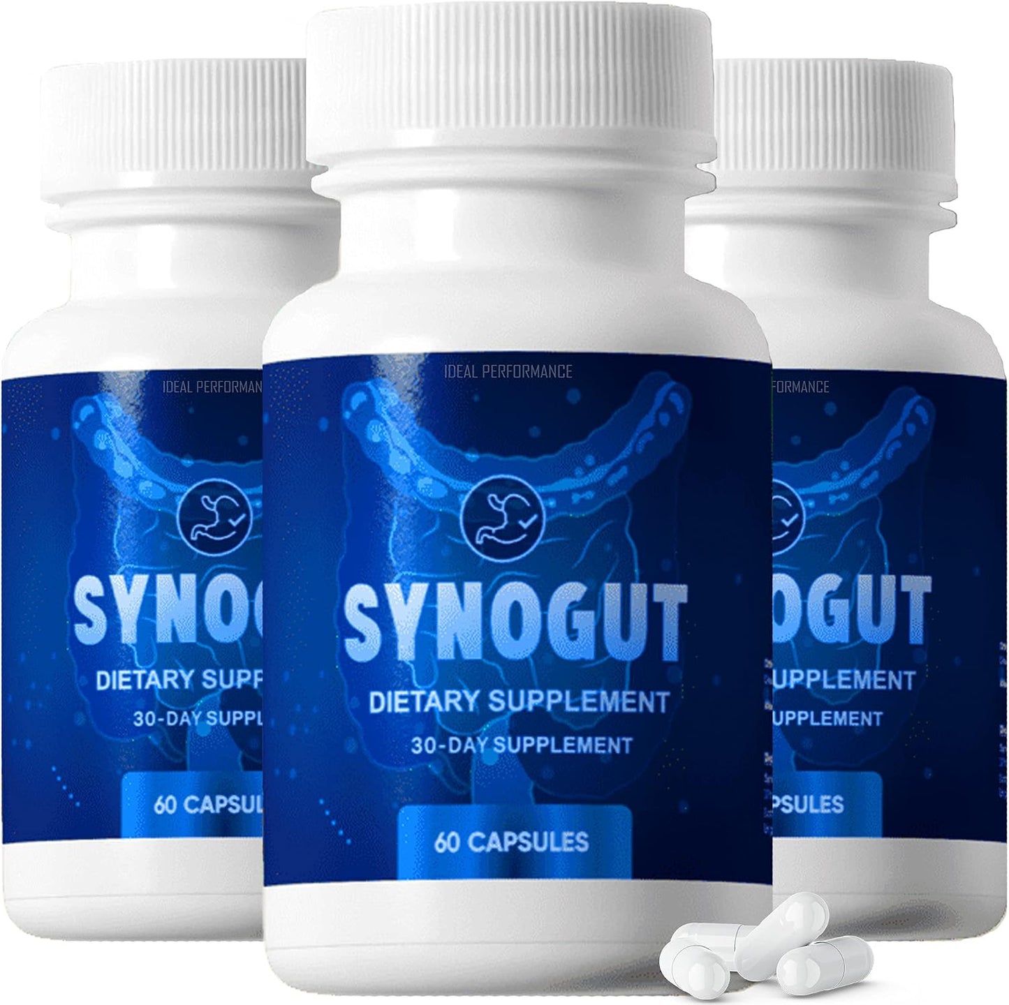IDEAL PERFORMANCE Synogut Capsules - Dietary Supplement for Gut Health (3 Bottles) - görsel 1