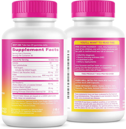 Pink Stork Hormone Balance Gummies – Women's PMS and Menopause Support (60 Vegan Gummies)