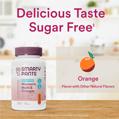 SmartyPants Women's Sugar-Free Multivitamin Gummies with Omega-3, 60 Gummies