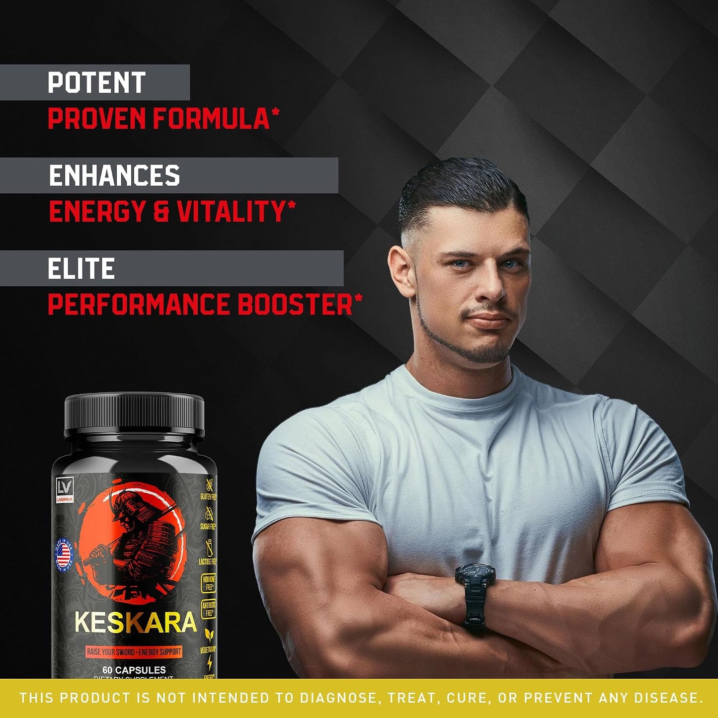 (3 Pack) Keskara Pills for Men, All-Natural Formula, 180 Capsules - görsel 3