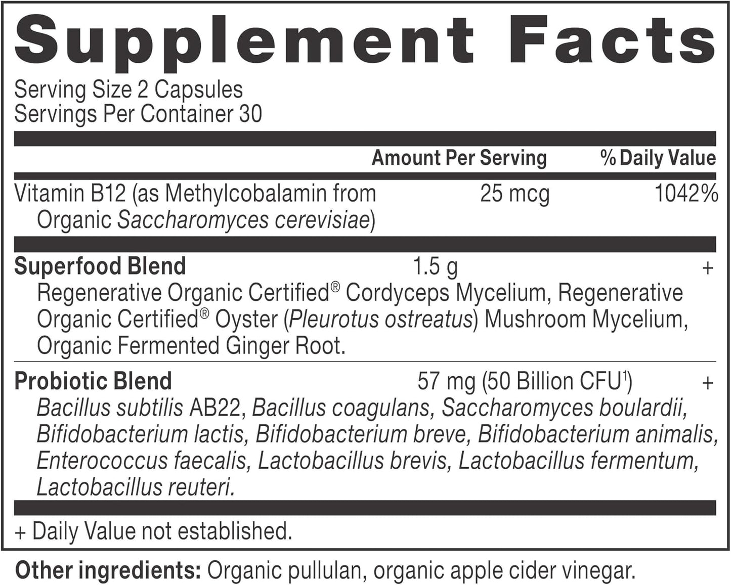 Ancient Nutrition Regenerative Organic Certified Probiotics for Metabolism support, 50 Billion CFUs, 60 Capsules - görsel 2