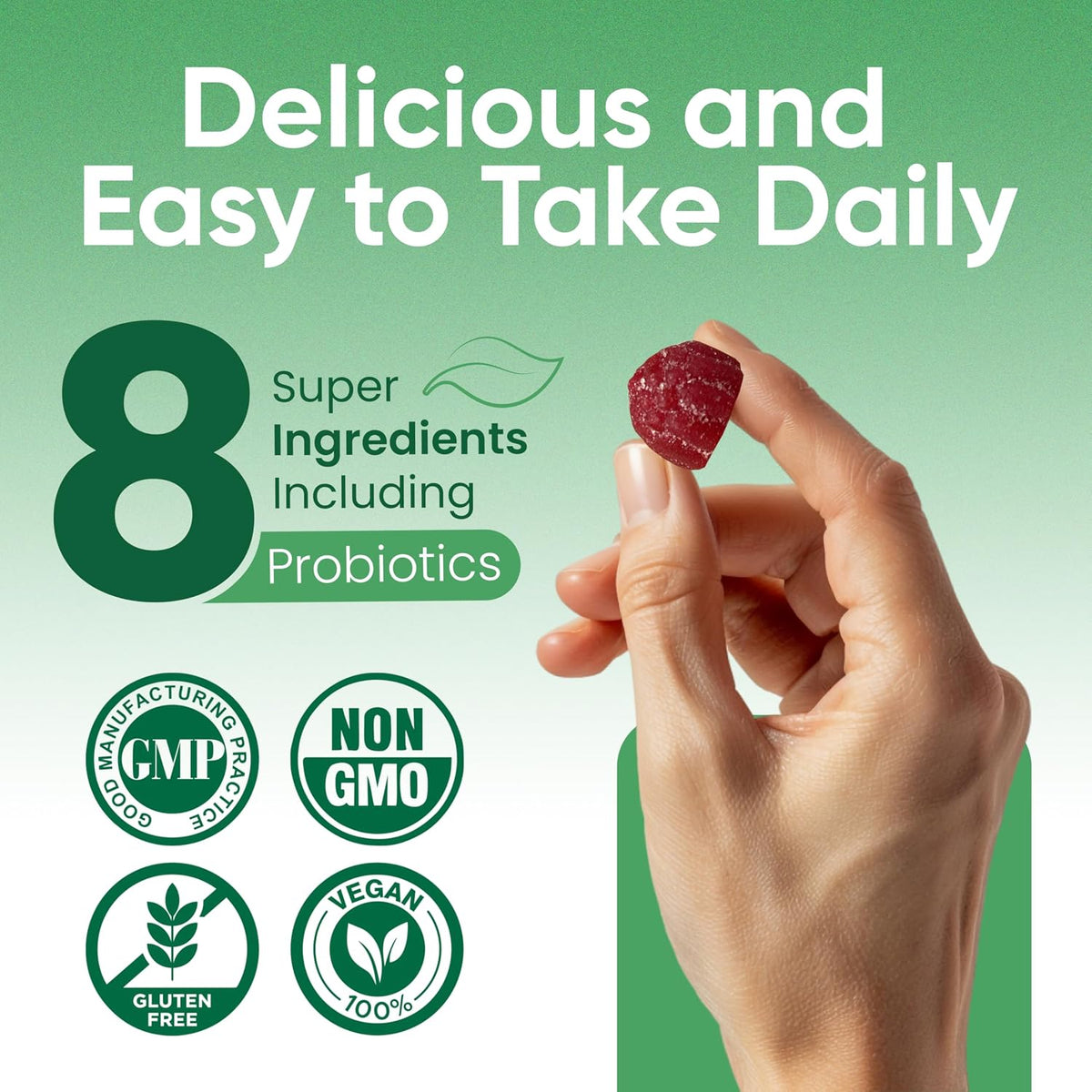 Immune Support Gummies for Adults - Vegan with Vitamins C & D, Zinc, Magnesium, Probiotics, Elderberry & Turmeric - 60 Gummies - görsel 3