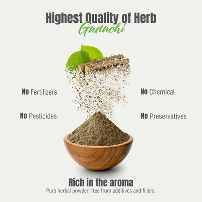 Herbsforever Guduchi Powder (Tinospora cordifolia) - 454g, Premium Herbal Powder, Non-GM, Vegan, Gluten-Free
