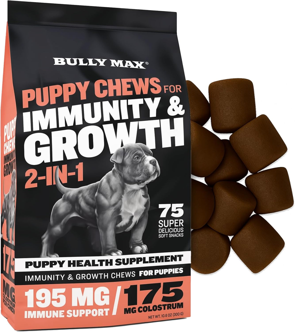 Bully Max 2-in-1 Puppy Vitamins – 75 Soft Chews for Immunity & Growth - görsel 1