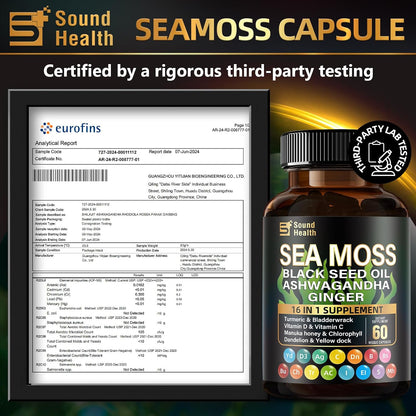 SoundHealth Irish Sea Moss Capsules for Sleep Support & Hair Growth, 16 in 1 Complex Supplement for Men & Women – Image 3