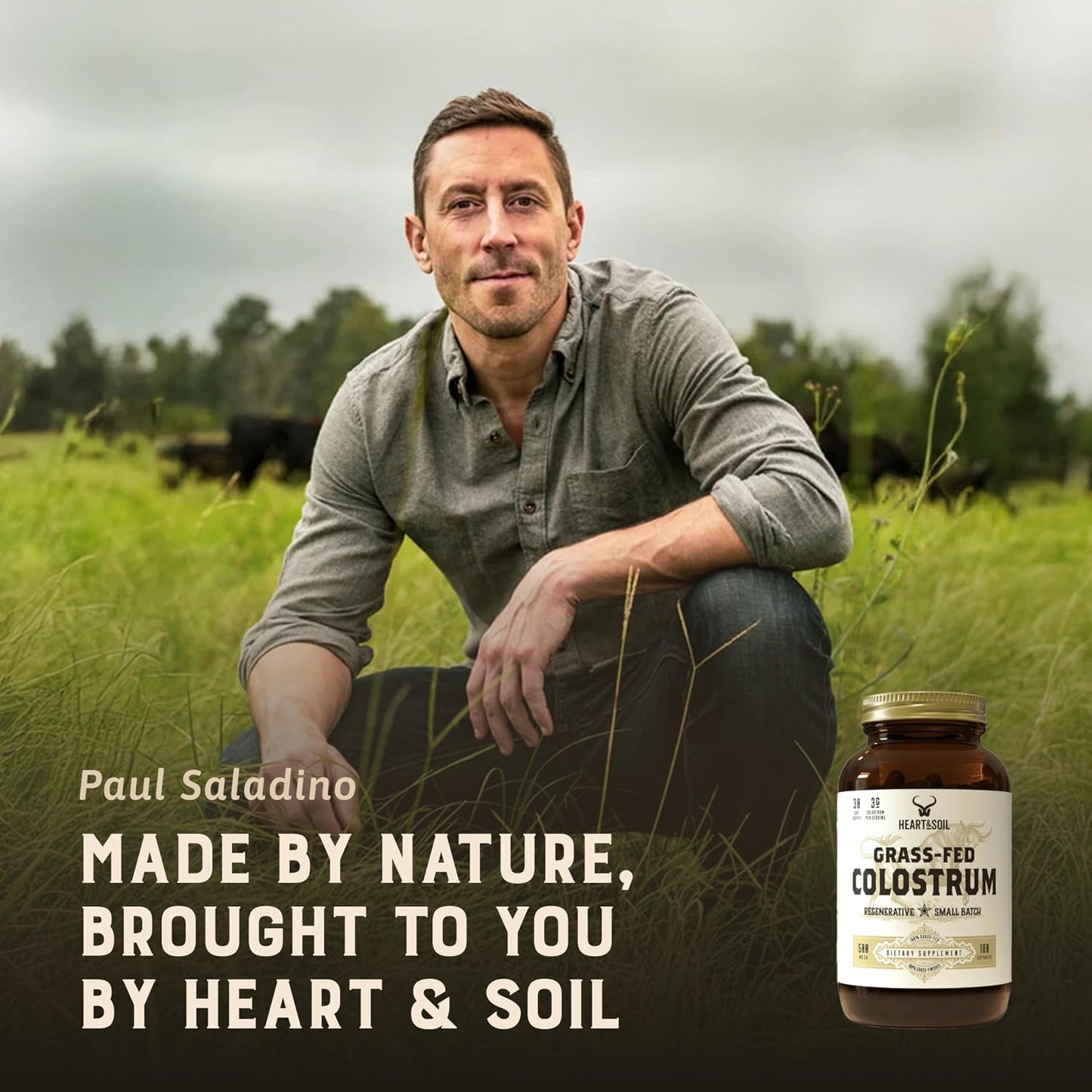 HEART & SOIL 100% Grass Fed & Finished Colostrum Supplement – 3000mg Bovine Colostrum Capsules – 180 Capsules - görsel 4