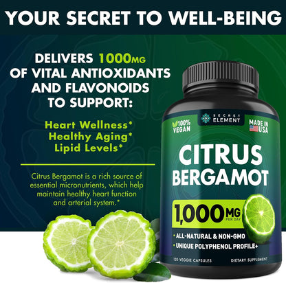 Citrus Bergamot Extract 1000mg – 240 Vegan Capsules (2-Pack)