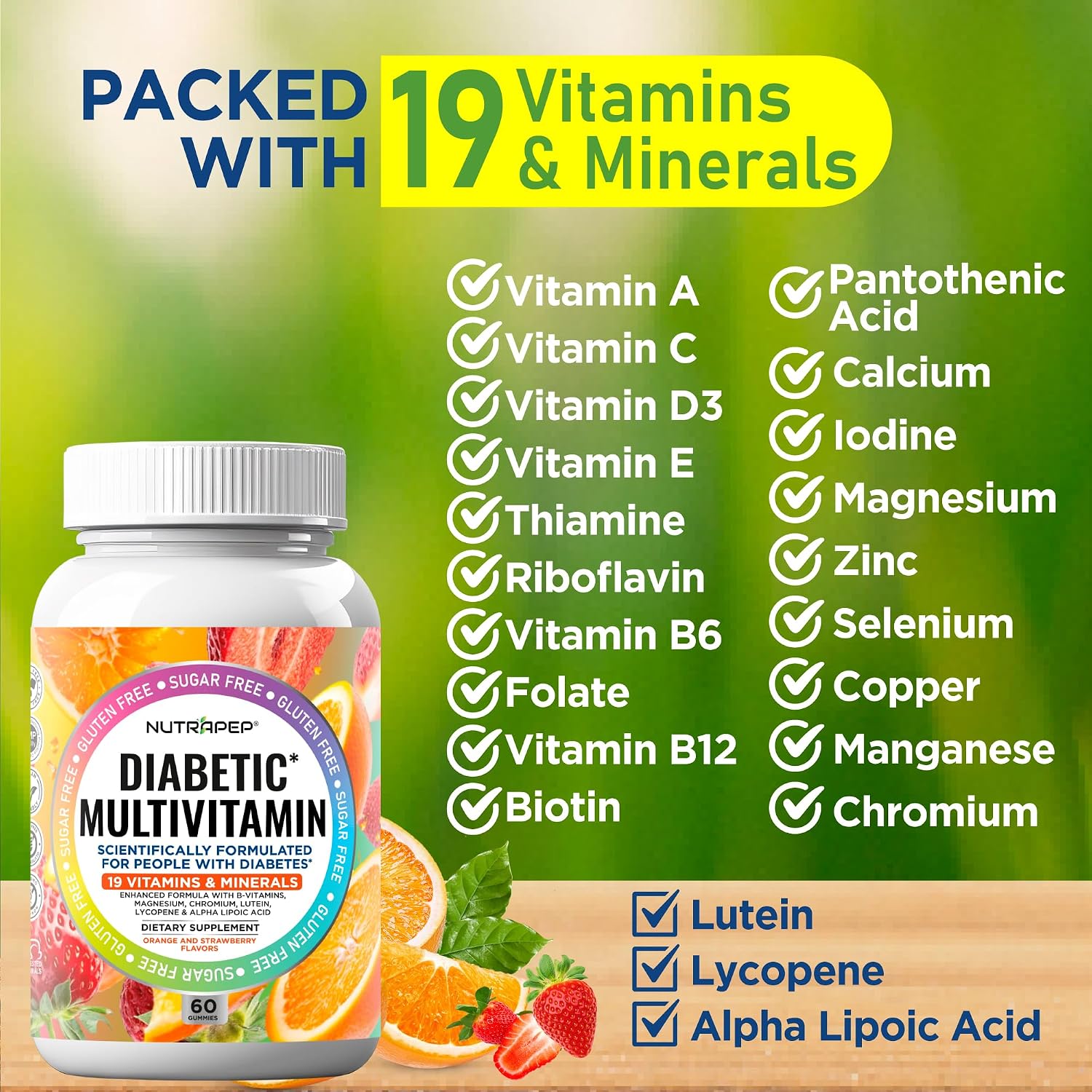 NutraPep Premium Diabetic Multivitamin Chewable Gummies for Women & Men – Sugar-Free & Gluten-Free - görsel 5