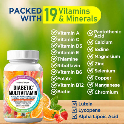 NutraPep Premium Diabetic Multivitamin Chewable Gummies for Women & Men – Sugar-Free & Gluten-Free