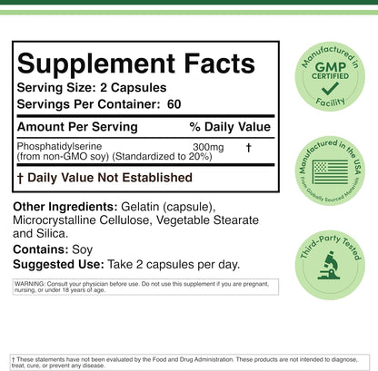 Phosphatidylserine Supplement 300mg Per Serving, 120 Capsules by Double Wood