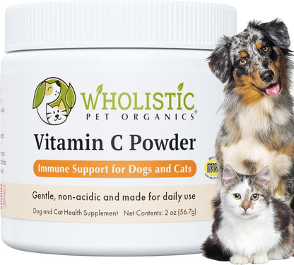 Wholistic Pet Organics Vitamin C Powder for Dogs and Cats – Allergy and Itch Relief, Immune Support – 2 oz (57 g)