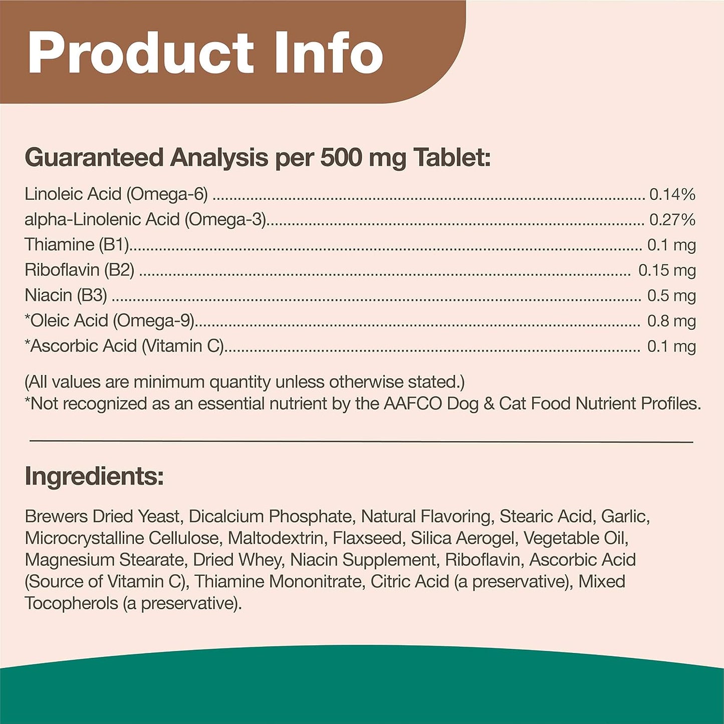NaturVet Brewer's Dried Yeast Formula with Garlic Flavouring for Dogs & Cats, 5000 Chewable Tablets - görsel 6
