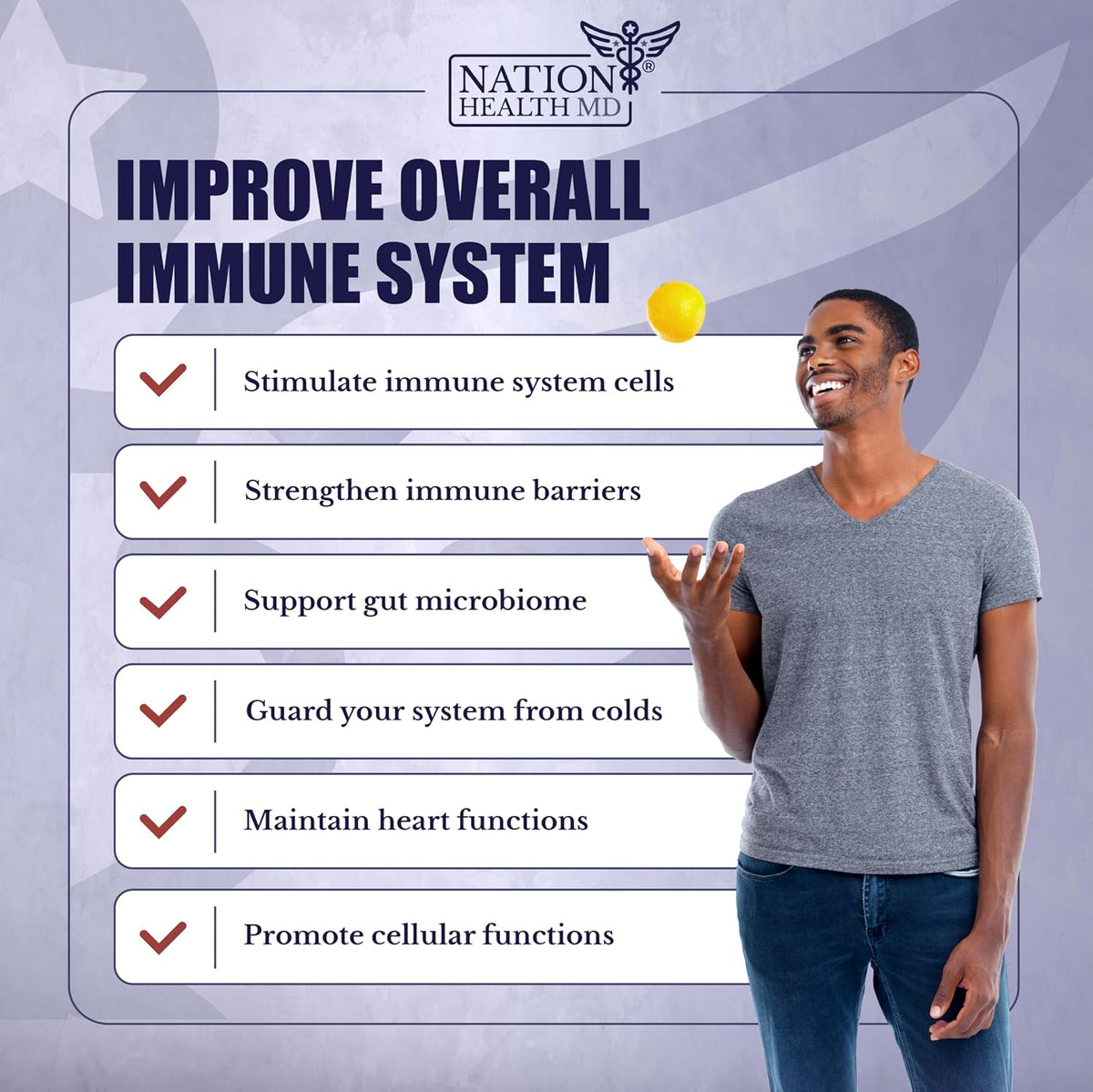 NATION HEALTH MD Immune Support Supplement with Elderberry, Zinc, Vitamin C, D3 & E - 60 Capsules - görsel 3