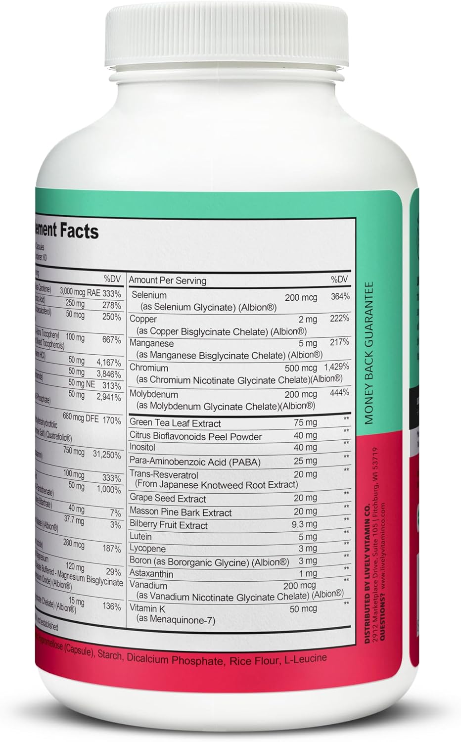 Lively Vitamin Co. Multivitamin - 37 Vitamins, Minerals and Extracts - 240 Vegetarian Capsules - görsel 7