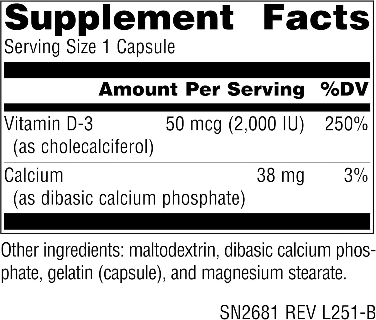 Source Naturals Vitamin D-3, Bioactive Form for Bone and Immune Health, 50 mcg (2000 IU) - 400 Capsules - görsel 2