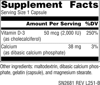 Source Naturals Vitamin D-3, Bioactive Form for Bone and Immune Health, 50 mcg (2000 IU) - 400 Capsules