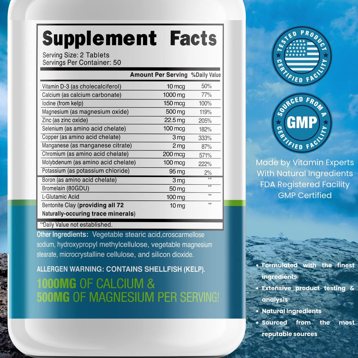 grow vitamin Trace Minerals Enhanced Complex - 70+ Nutrient-Dense Minerals, 100 Tablets - görsel 3