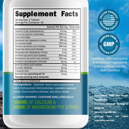 grow vitamin Trace Minerals Enhanced Complex - 70+ Nutrient-Dense Minerals, 100 Tablets