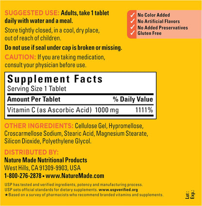 Nature Made Extra Strength Vitamin C 1000 mg Tablets, 300 Tablets