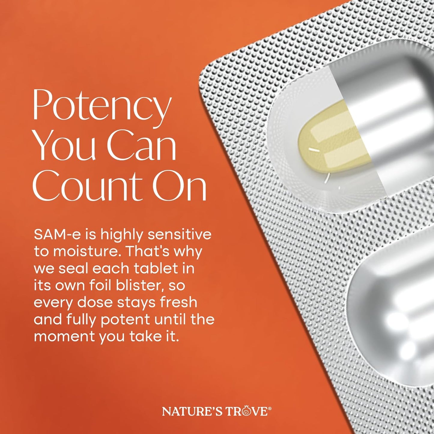 Nature's Trove SAM-e 400mg 90 Enteric Coated Caplets. Vegan, Kosher, Non-GMO Verified, Soya-free, Gluten-free - Cold Form Blister Packed. - görsel 4