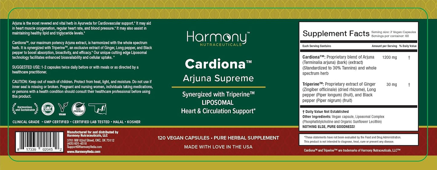 Arjuna Supreme – Synergised with Triperine – Cardiovascular Support – 120 Vegan Capsules - görsel 4