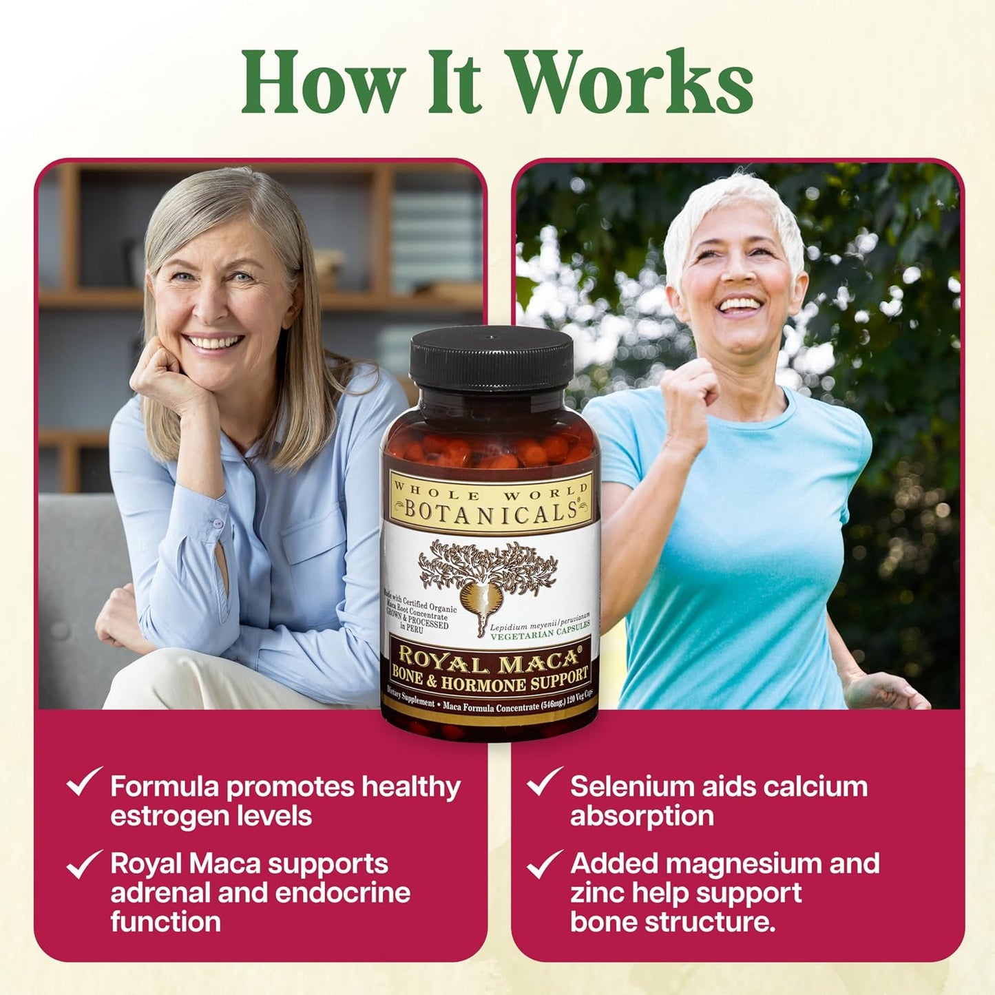 Whole World Botanicals Royal Maca Bone Support Capsules – Herbal Supplement with Vitamin D3, K2 & Magnesium – 120 Vegan Capsules - görsel 7