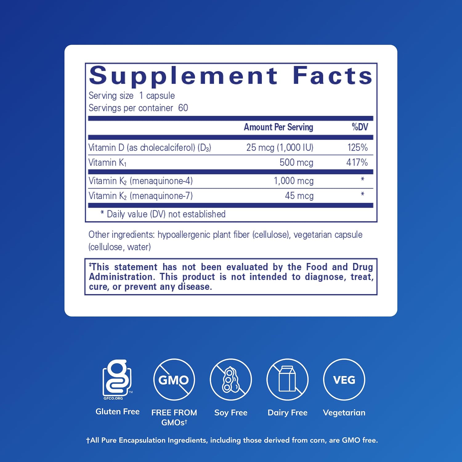 Pure Encapsulations Synergy K - Vitamin K1, K2 & D3 - 60 Capsules - görsel 2