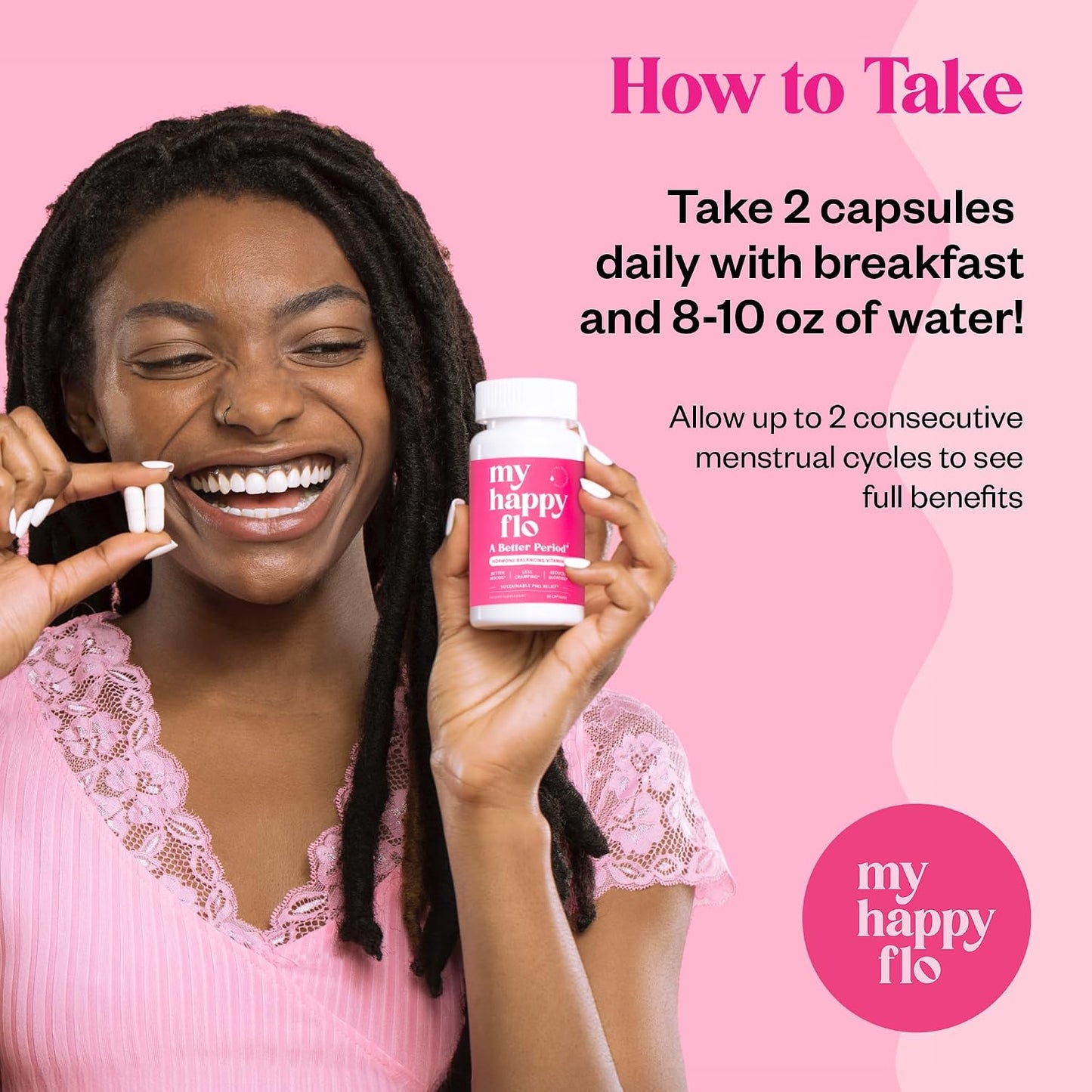 My Happy Flo Period Relief Supplement – Cramp Relief, Heavy Periods & Irregular Period Support, Bloating & Fibroid, Plant-Based PMS & Hormone Support | 60 Caps - görsel 6