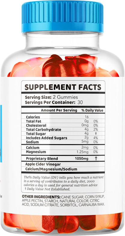 BioZenetics ACV Gummies 1050mg - Apple Cider Vinegar Food Supplement, 60 Gummies