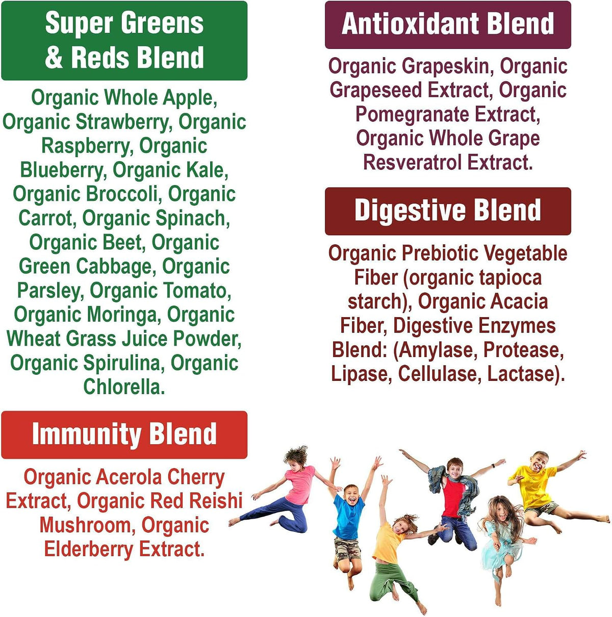 Peak Performance Kids Greens and Reds Superfood Powder - Organic Vegan Superfood with 25+ Fruits and Vegetables - görsel 7