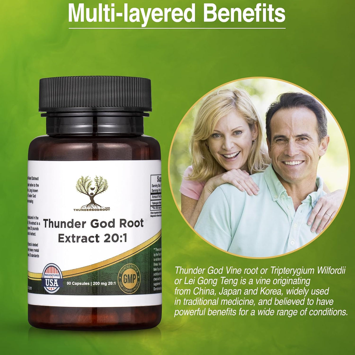 Thunder God Vine Root 20:1 Supplement – Tripterygium Wilfordii – 200mg – 90 Capsules - görsel 3