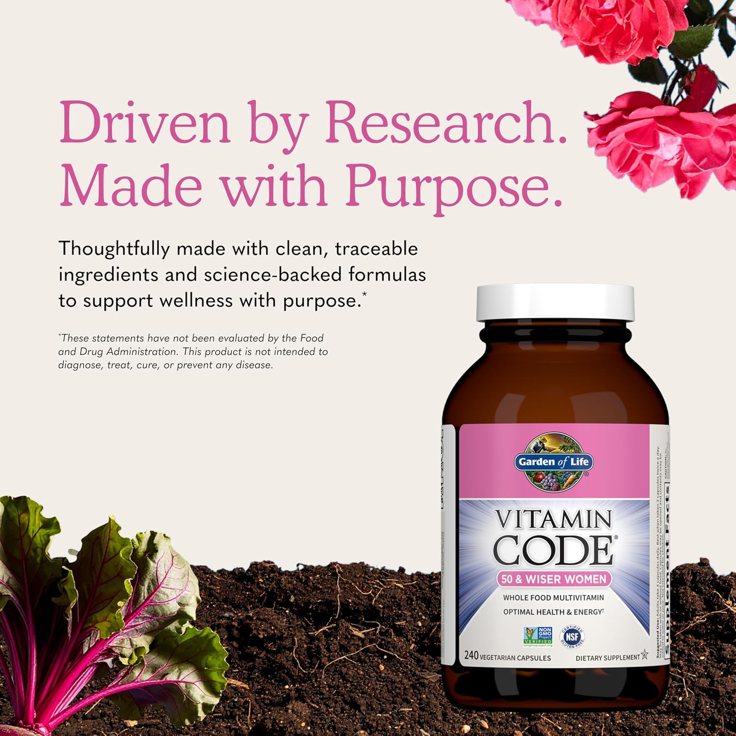 Garden of Life Vitamin Code Women 50 & Wiser Multivitamin – Whole Food with Probiotics, 240 Capsules - görsel 6