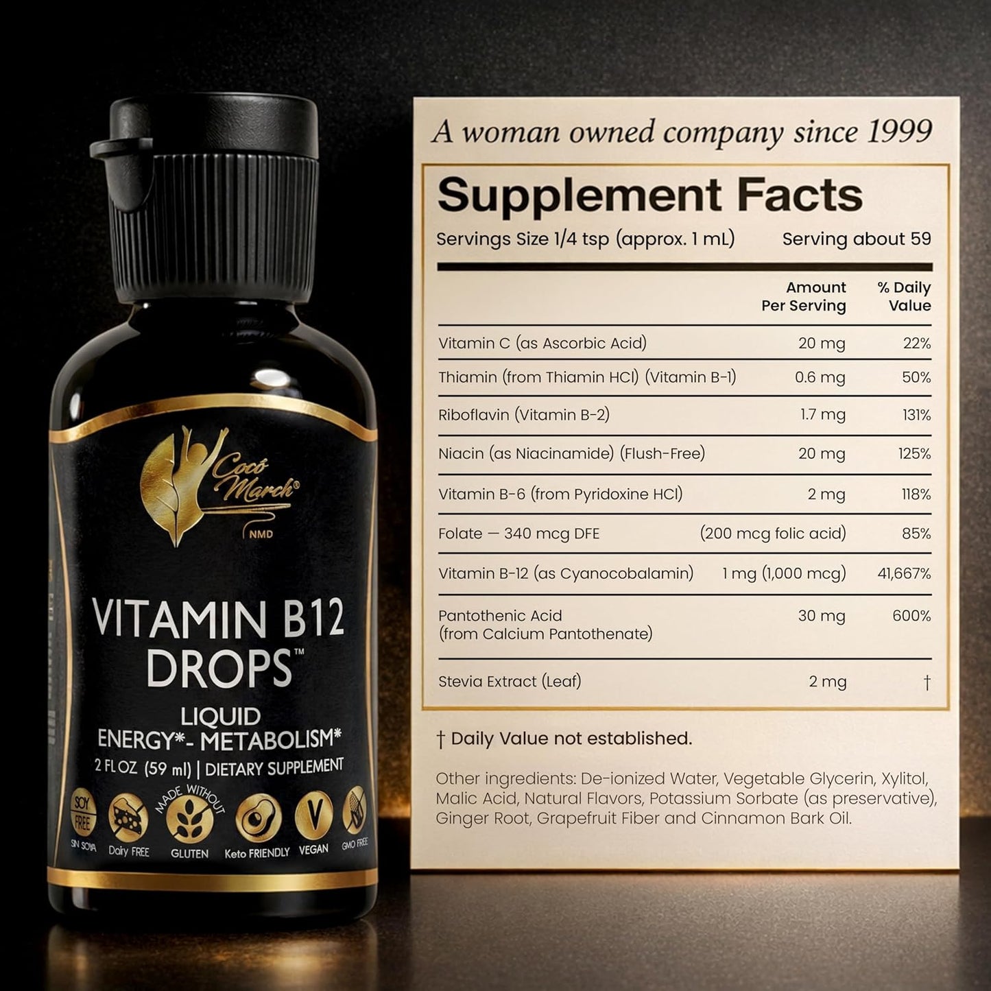 Cocó March N.M.D Liquid Vitamin B12 Drops with B1, B2, B6, B12 & Vitamin C – Energy, Metabolism and Immune Support – 59 ml (2 fl oz) - görsel 9