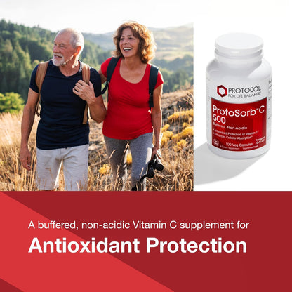PROTOCOL FOR LIFE BALANCE ProtoSorb C 500 – Highly Absorbable Vitamin C with Alpha-Lipoic Acid – Buffered, Non-Acidic – 100 Veg Capsules