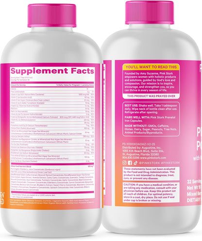 Pink Stork Liquid Prenatal Vitamins for Women – Berry, 32 Servings