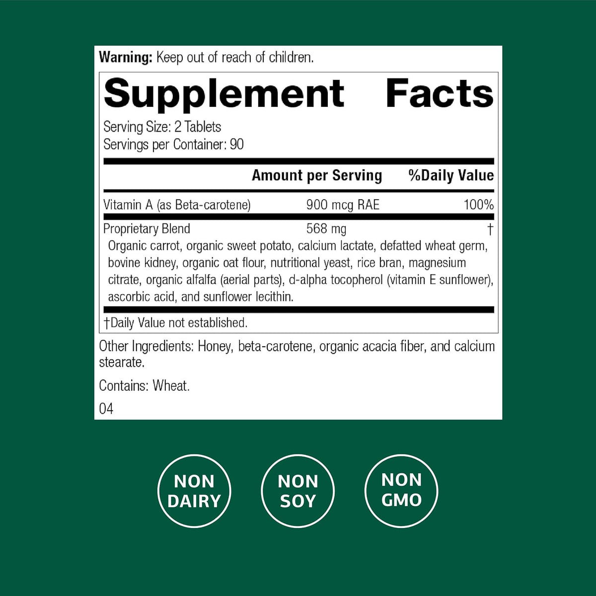 Standard Process Cataplex A - Supports Eye Health and Mucous Membranes - Non-Dairy and Non-Soya - 180 Tablets - görsel 2