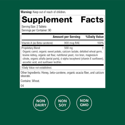 Standard Process Cataplex A - Supports Eye Health and Mucous Membranes - Non-Dairy and Non-Soya - 180 Tablets
