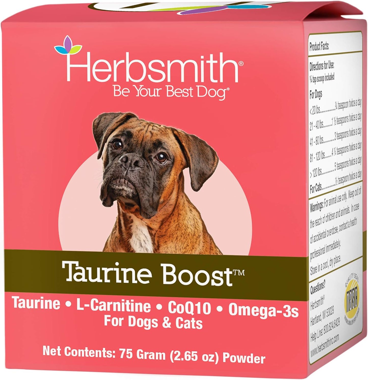 Herbsmith Taurine Boost - Cardiac & Heart Support for Dogs and Cats - 75g - görsel 1
