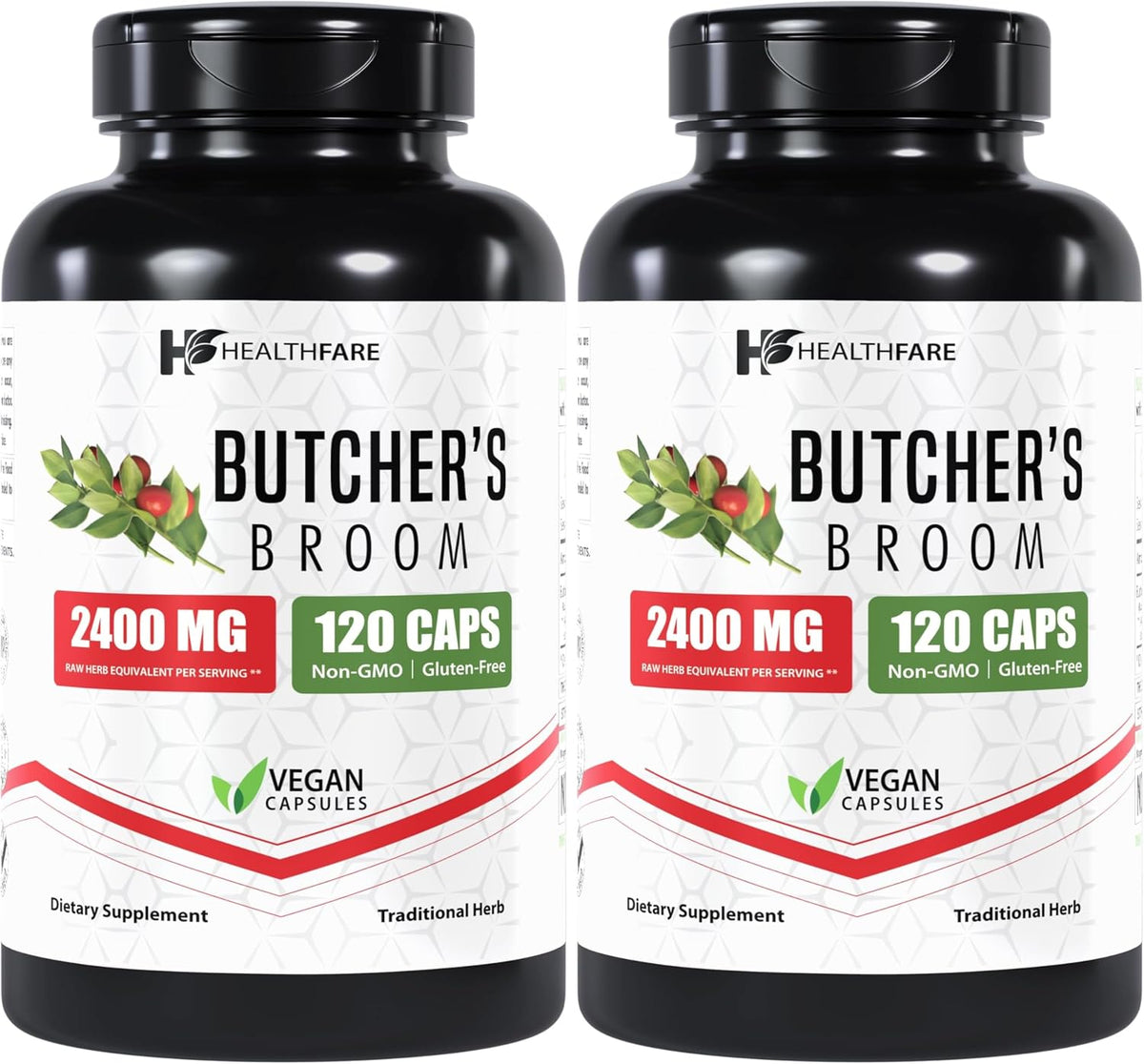 Healthfare Butcher's Broom 2400mg Herbal Food Supplement - 120 Vegetarian Capsules – Image 8