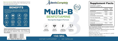 Benfotiamine Multi-B Nerve Support Formula - 150mg, 120 Gelatine Capsules (Pack of 3 Bottles)