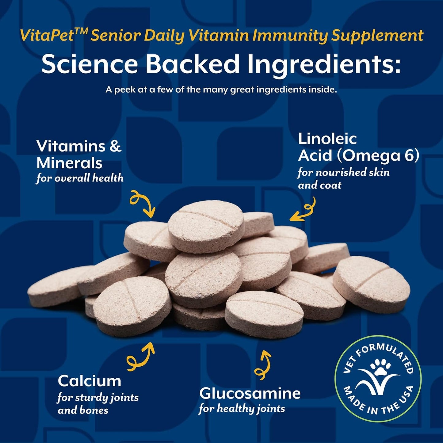 NaturVet VitaPet Senior Daily Vitamins for Senior Dogs – with Glucosamine – 60 Time Release Tablets - görsel 5