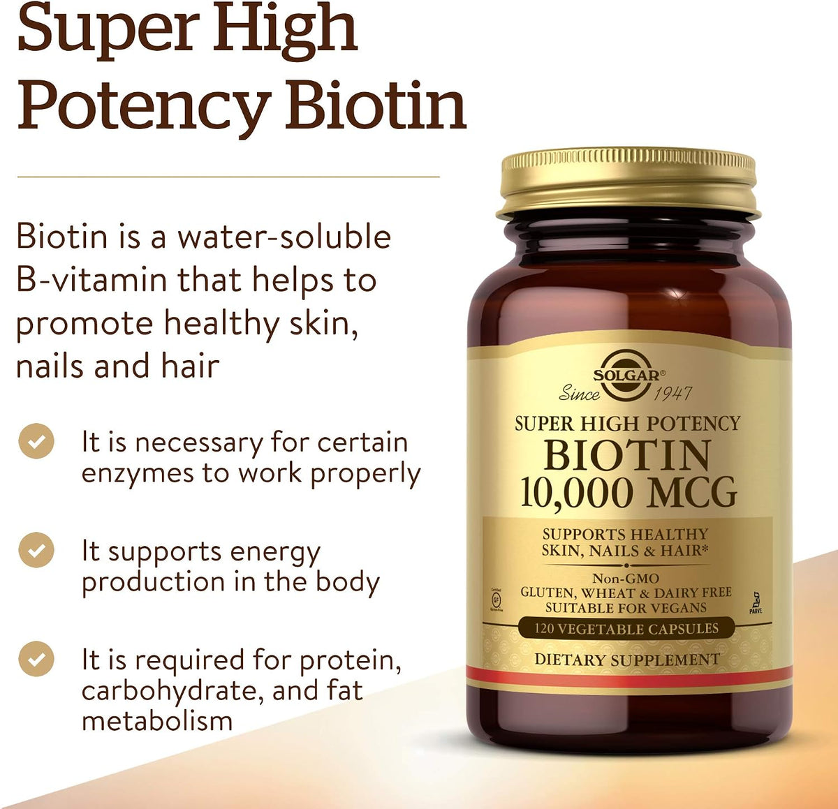Solgar Biotin 10000mcg Vegetable Capsules – High Potency - görsel 3