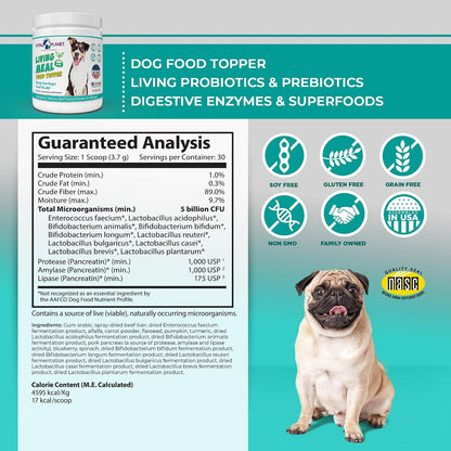 Vital Planet Pet Living Meal Dog Powder with Enzymes, Superfoods & Probiotics (111g, 30 Servings)