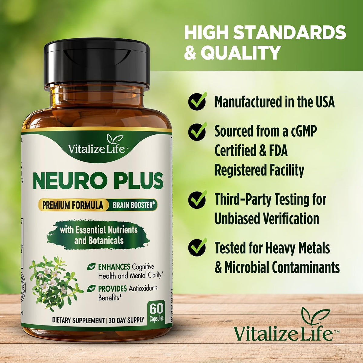 Neuro Plus Brain Supplement - Nootropic for Memory, Focus & Clarity - 60 Capsules - görsel 6