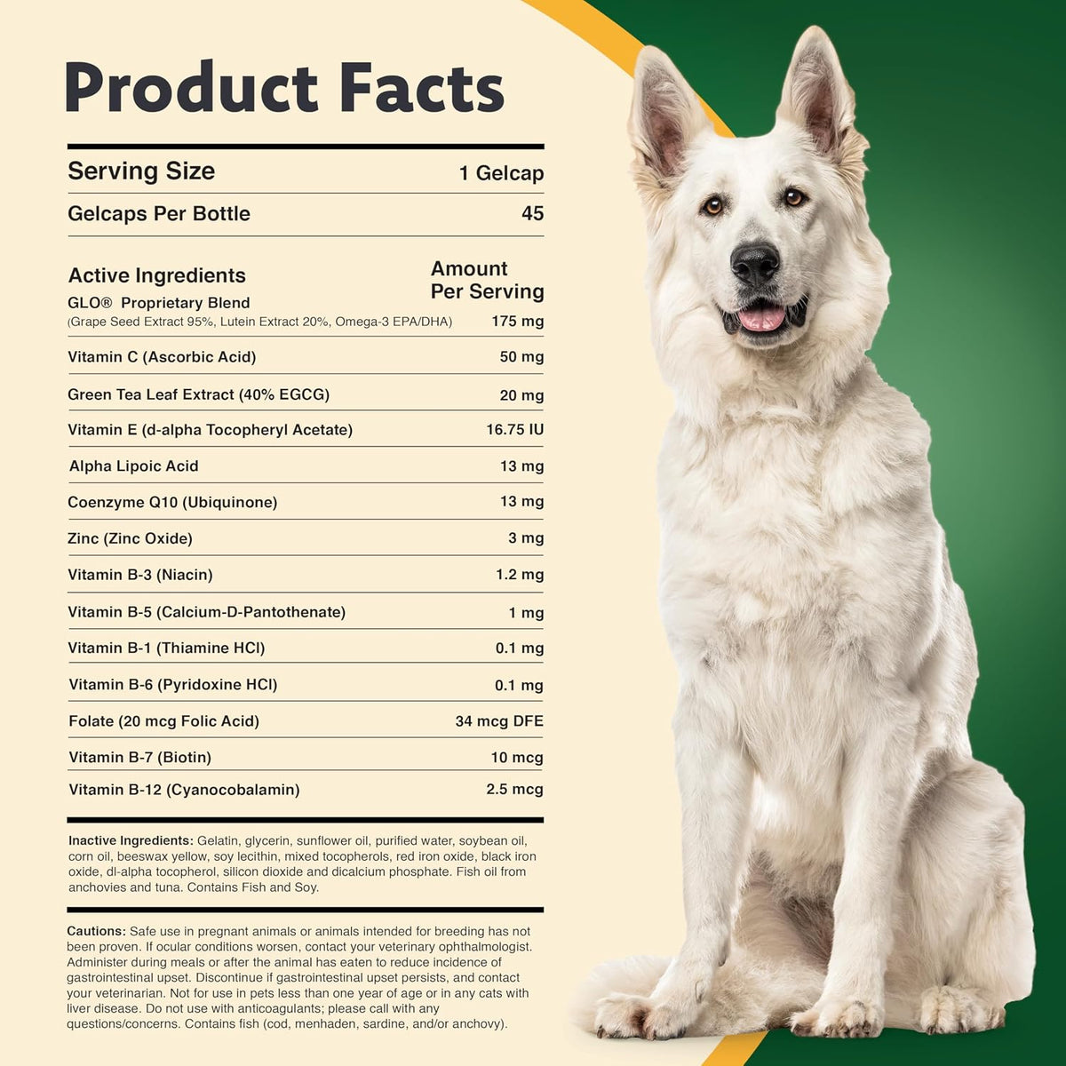 Ocu-GLO Vision Supplement for Small Dogs - 45 Liquid Gelcaps with Lutein, Omega-3 & Antioxidants - görsel 2